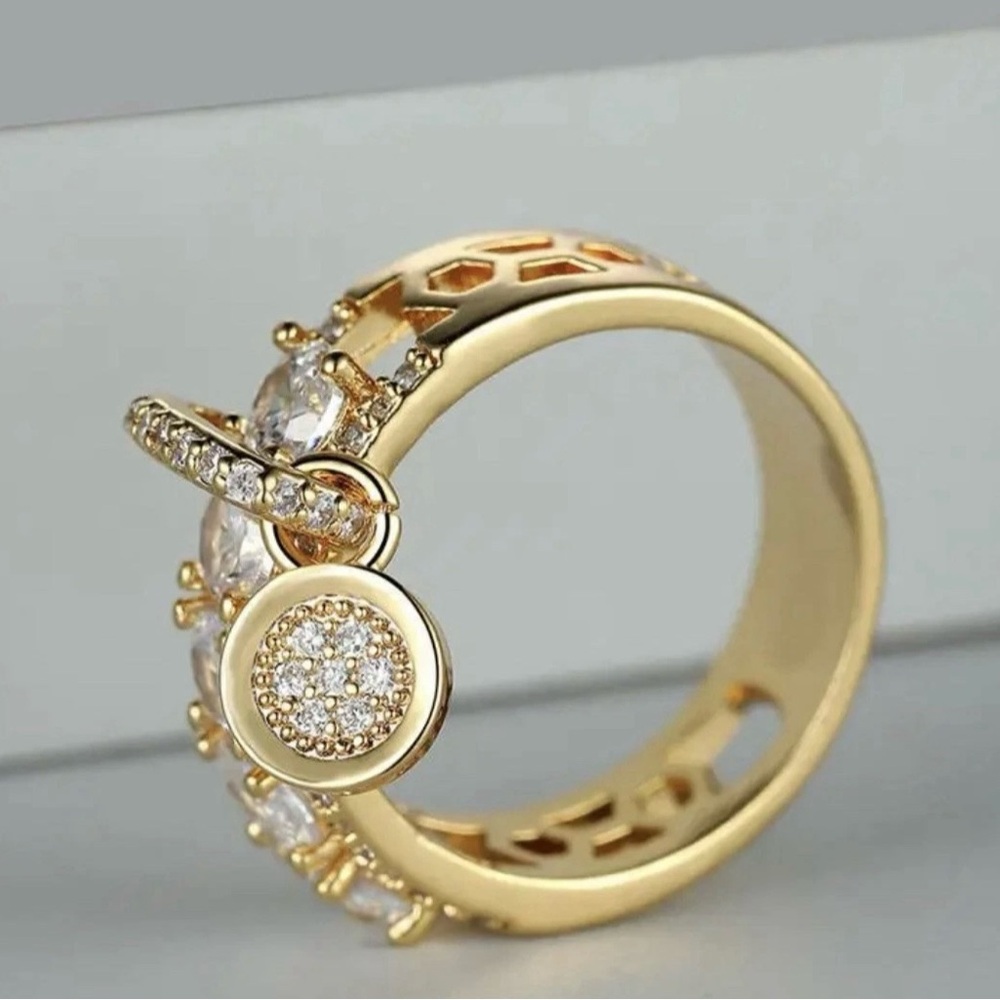 Simulated Gold Diamond Ring - Picture 4 of 5